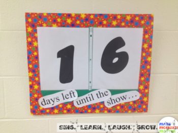 I use a countdown bulletin board for every concert. It's great to get kids excited about the upcoming event!