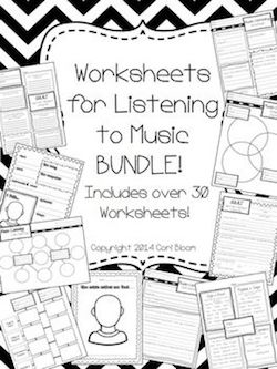 This is a collection of over 30 worksheest for guided music listening for grades K-12. They are generic worksheets with writing prompts to prompt students as they listen to whatever piece of music you choose.