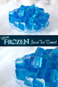 Jello cubes that are themed after the movie Frozen.