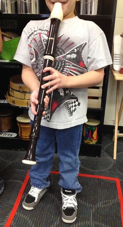 Here's a picture of one of my smaller students with the tenor recorder.
