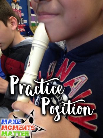 Have kids use practice position - the recorder sits on their chin while they do the finger practice.