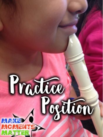 Have kids use practice position - the recorder sits on their chin while they do the finger practice.