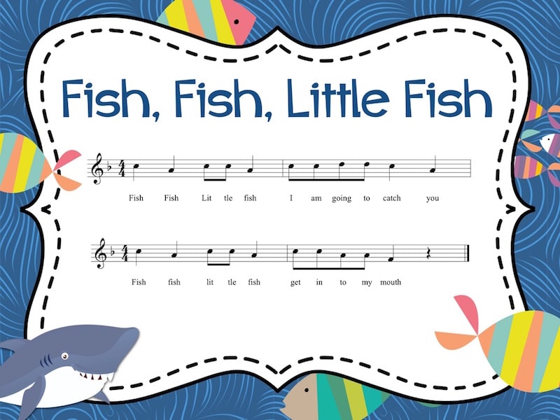 Fish Fish Little Fish Song - Sheet Music Notated in F but I usually sing in D.