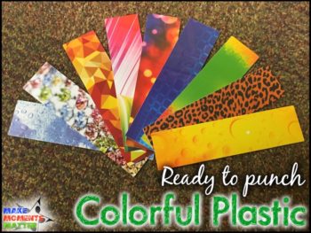 You can use old gift cards or hotel room keys with your punch or you can purchase fun and colorful plastic materials like these!