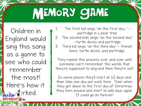 Click here to see the memory/circle game that sometimes goes along with the song.