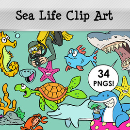 Sea Life Clip Art Set