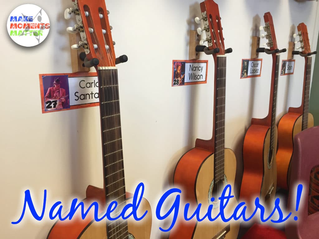 I named each guitar after a famous guitarist. Each instrument got a name and number so that I could easily keep track of the inventory.