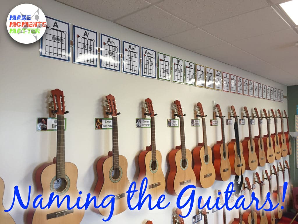 I named each guitar after a famous guitarist. Each instrument got a name and number so that I could easily keep track of the inventory.