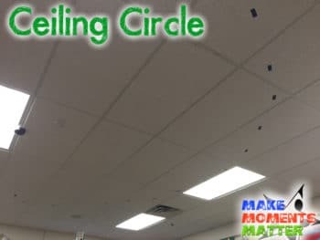 When you put a circle on the ceiling it makes it SUPER easy for kids to make a quick circle for circle games or dances.