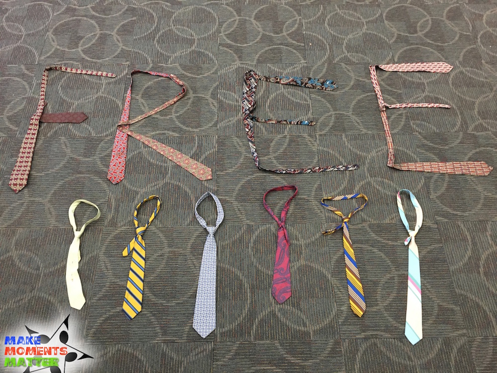 Don't pay for ties! Ask on Facebook, at school, at church. There are plenty of ties out there!