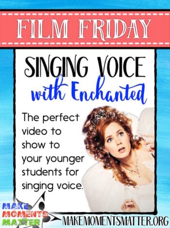 A princess sticks her head around the corner - text: singing voice with enchanted.