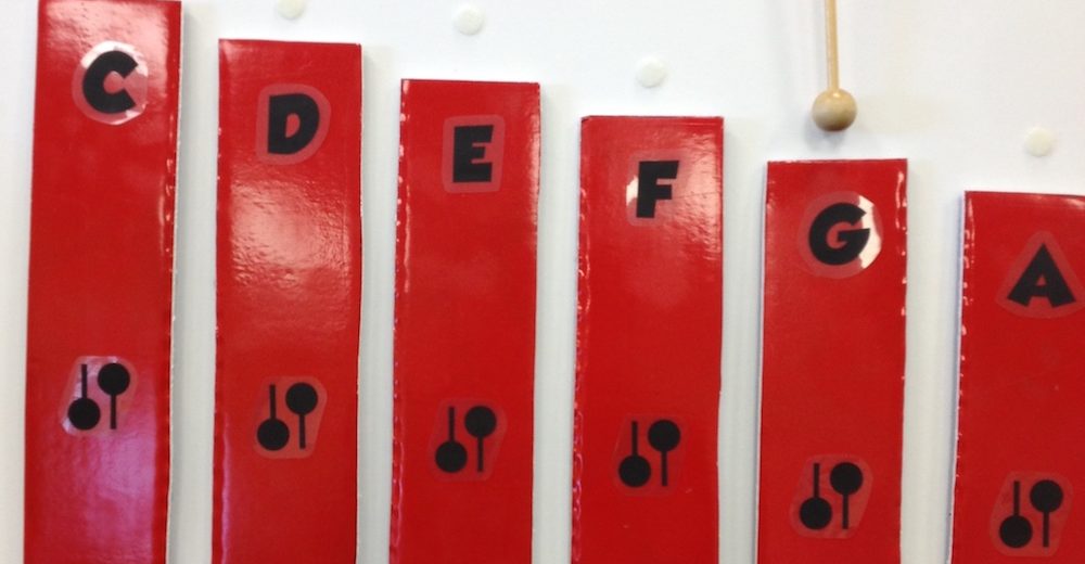Create your own xylophone visual out of foam core and check out this blog post for instructions on how I did it!