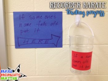Extra bucket to hold names that fall off the recorder karate wall.