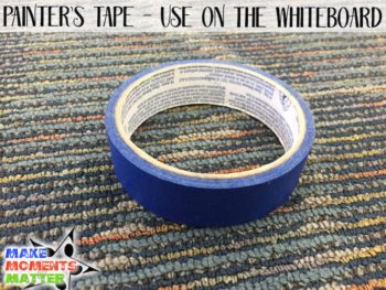 Painter's tape is PERFECT for the whiteboard. No residue and comes right off.