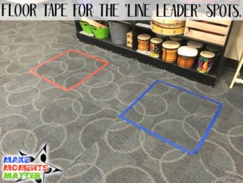 Use floor tape to mark line leaders spots.