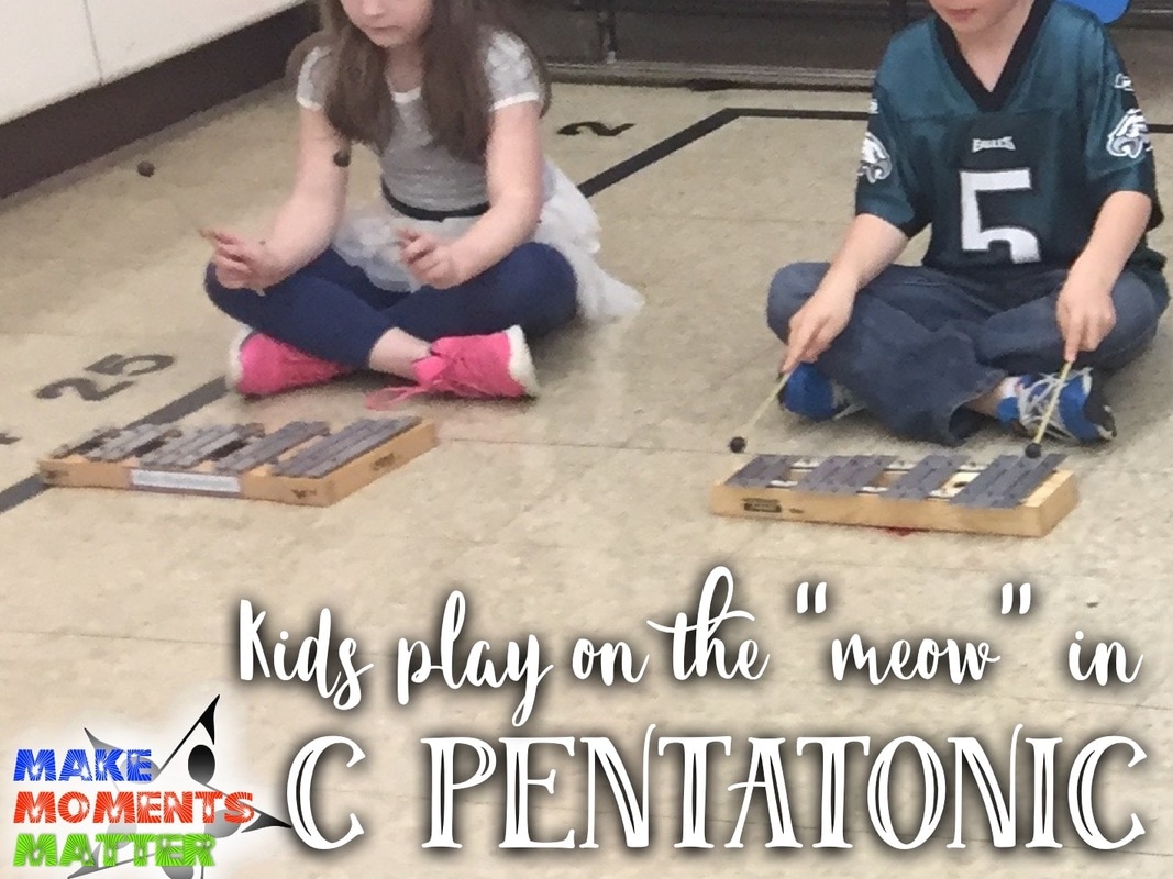Set the instruments in C Pentatonic and any note the kids play will sound right. Kids play on the meow.