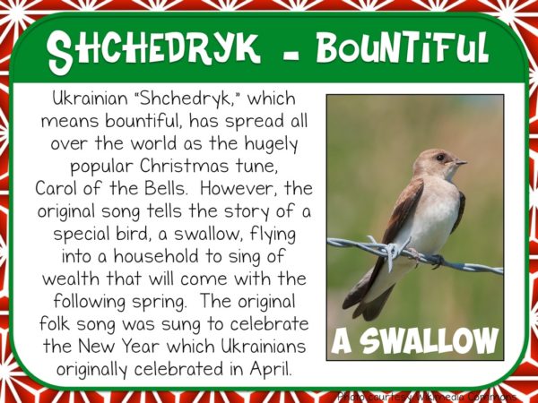 Carol of the Bells - Did you know this song was originally a Ukrainian folk song about a swallow?