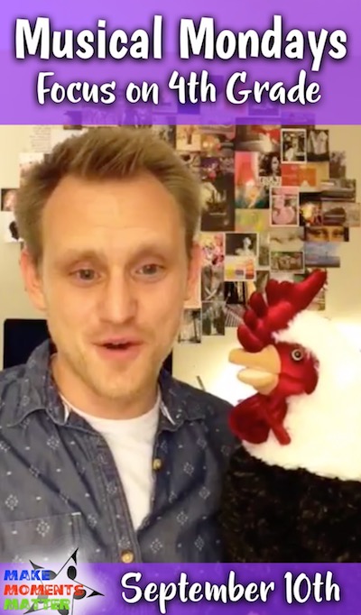 Music Teacher with Rooster Puppet