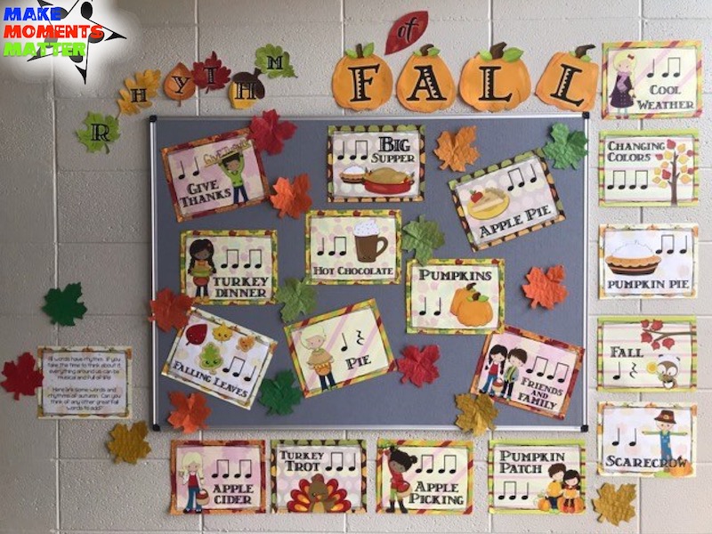 This bulletin board pack encourages students to realize that all words have rhythm. Find the rhythms of some of our favorite fall things like pumpkins, apple cider, changing colors, and more!
